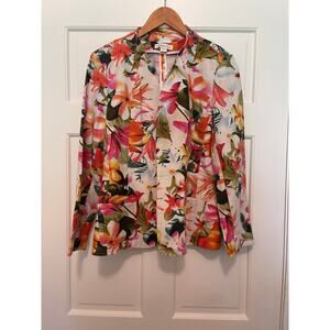 Multi Colored Floral Coldwater Creek Long Sleeve Jacket Size Large